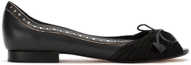 Sarah Chofakian bow leather ballerinas Black