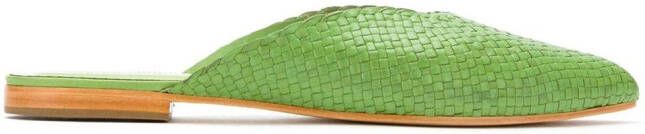 Sarah Chofakian braided leather mules Green