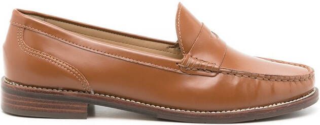 Sarah Chofakian Brighton mocassin leather slippers Brown