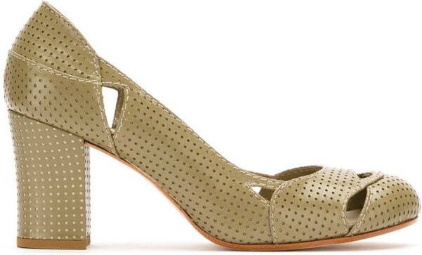 Sarah Chofakian Bruxelas perforated leather pumps Green