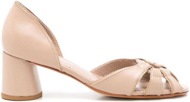 Sarah Chofakian Carrie 45mm peep-toe pumps Neutrals