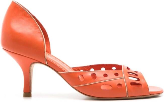Sarah Chofakian Chanbon 55mm peep-toe pumps Orange