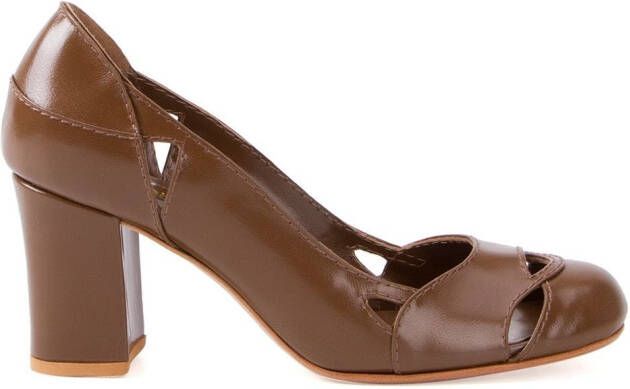 Sarah Chofakian chunky heel pumps Brown