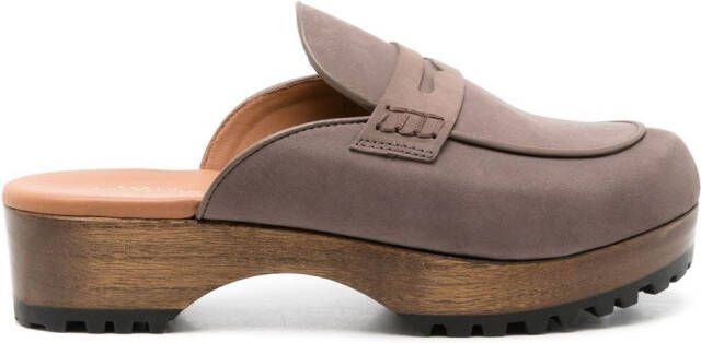 Sarah Chofakian clog heel mules Brown