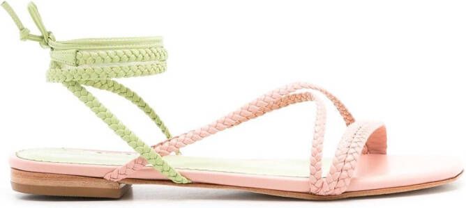 Sarah Chofakian Courtney braided-strap flat sandals Neutrals
