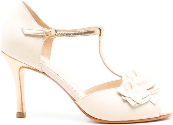 Sarah Chofakian Eve 80mm T-bar pumps White