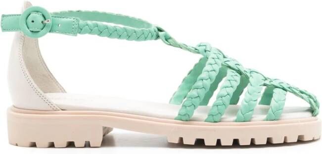 Sarah Chofakian Flanner caged braided sandals Green