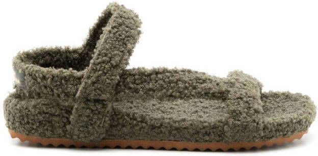 Sarah Chofakian fluffy touch-strap sandals Green