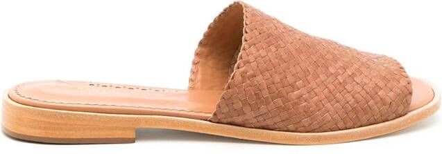 Sarah Chofakian interwoven flat leather sandals Brown