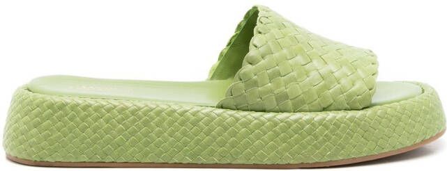 Sarah Chofakian interwoven leather sandals Green