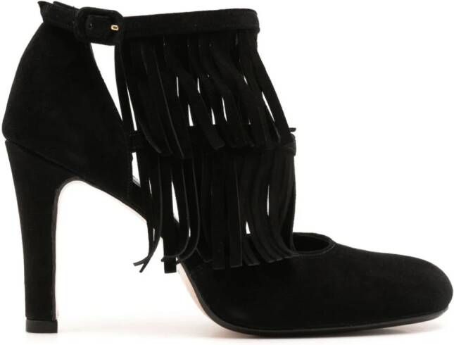Sarah Chofakian Jean 75mm fringed pumps Black