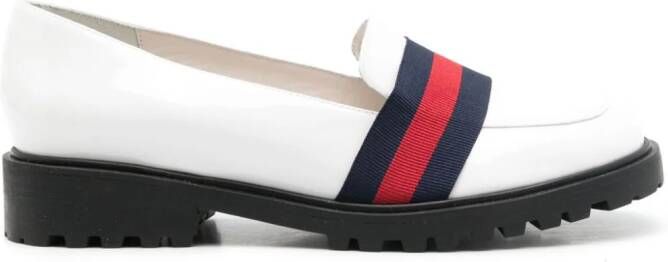 Sarah Chofakian Jockey strap-detail leather loafers White
