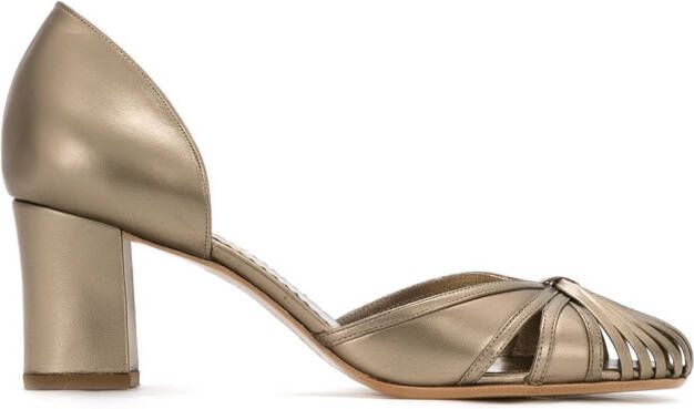 Sarah Chofakian leather heeled pumps Grey