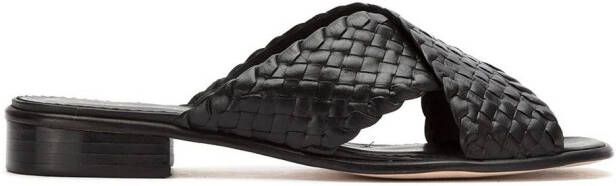 Sarah Chofakian leather woven flat sandals Black