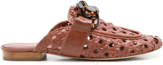 Sarah Chofakian Massena woven flat mules Brown