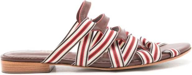 Sarah Chofakian Mia strappy slides Brown