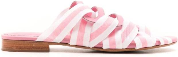 Sarah Chofakian Mia stripe-detailing slides Pink