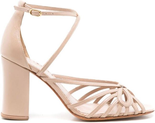 Sarah Chofakian Miuccia 75mm bow-detail sandals Neutrals