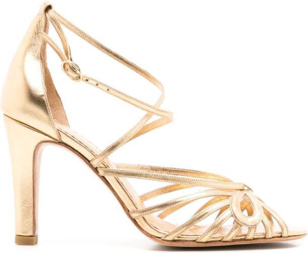 Sarah Chofakian 75mm Miuccia caged leather sandals Gold
