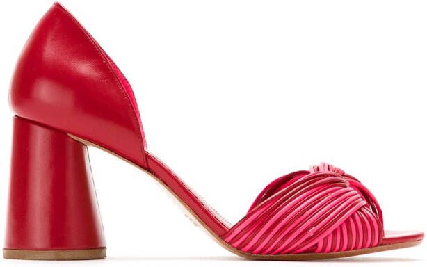 Sarah Chofakian neon leather pumps Red