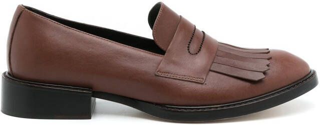 Sarah Chofakian Oxford fringed slip-on shoes Brown