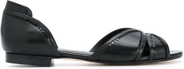 Sarah Chofakian panelled ballerinas Black