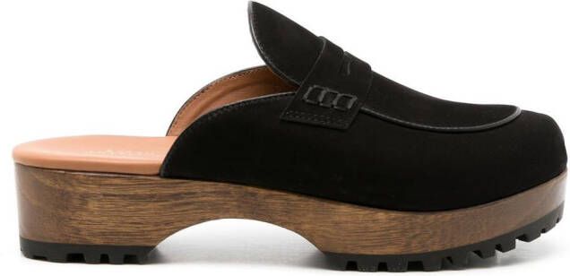 Sarah Chofakian Sarah nubuck leather clogs Black