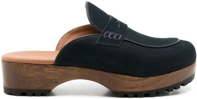 Sarah Chofakian Sarah nubuck leather clogs Blue