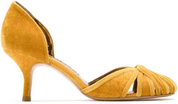 Sarah Chofakian Sarah velvet pumps Yellow