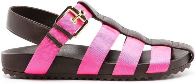 Sarah Chofakian Simpson strap-design flat sandals Brown