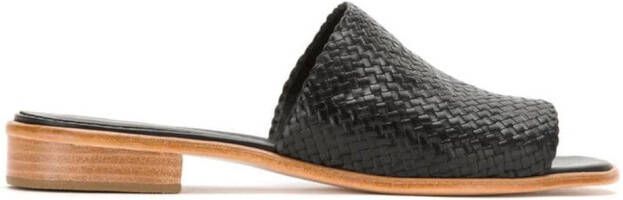 Sarah Chofakian textured leather slides Black