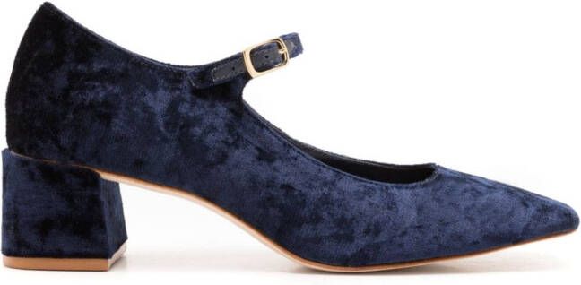 Sarah Chofakian velvet square-toe pumps Blue