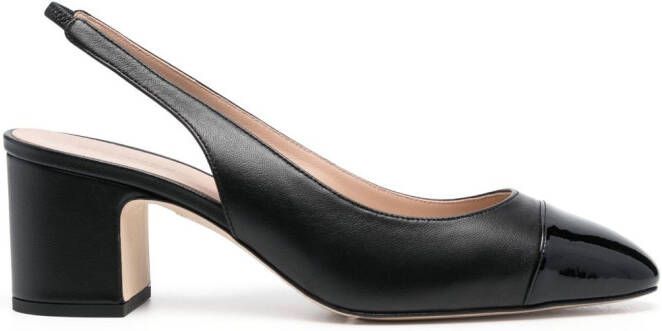 Scarosso 65mm leather slingback pumps Black