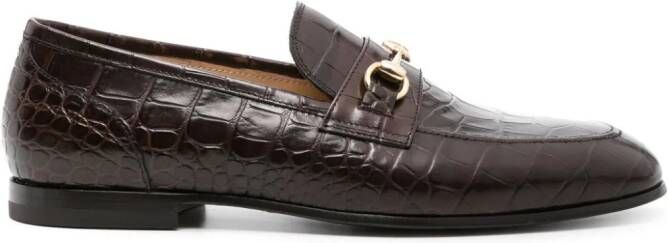 Scarosso Alessandro embossed-crocodile loafers Brown