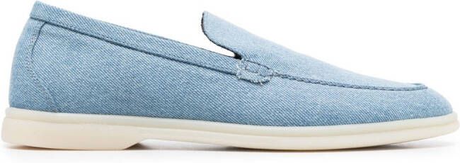Scarosso almond-toe denim loafers Blue