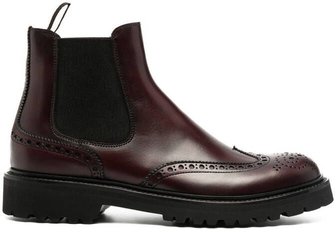 Scarosso brogue-detail Chelsea boots Red