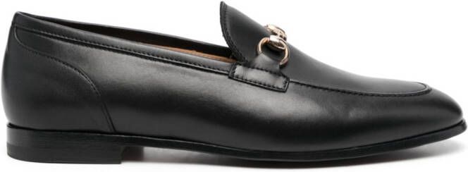 Scarosso buckle-detail leather loafers Black