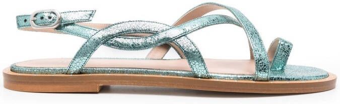 Scarosso Carol metallic leather sandals Green