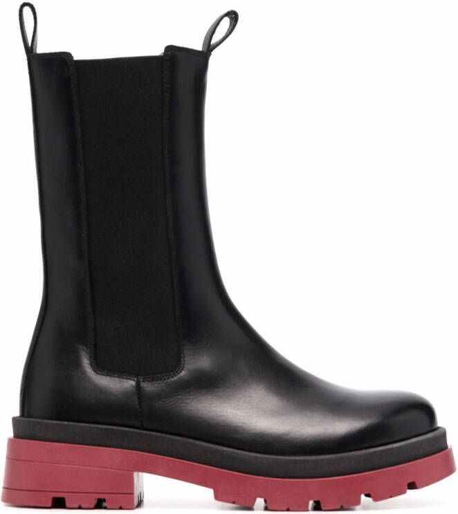 Scarosso chunky leather boots Black