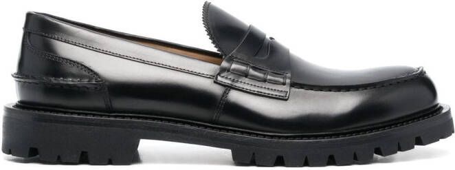 Scarosso chunky-soled leather loafers Black