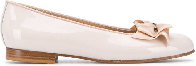 Scarosso Cloe patent leather ballerina shoes Neutrals