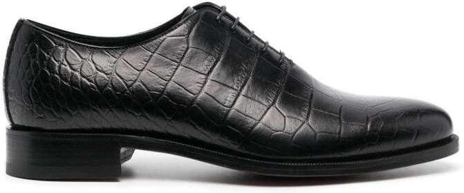 Scarosso crocodile-effect lace-up shoes Black