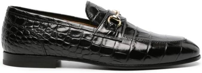 Scarosso crocodile-effect leather loafers Black