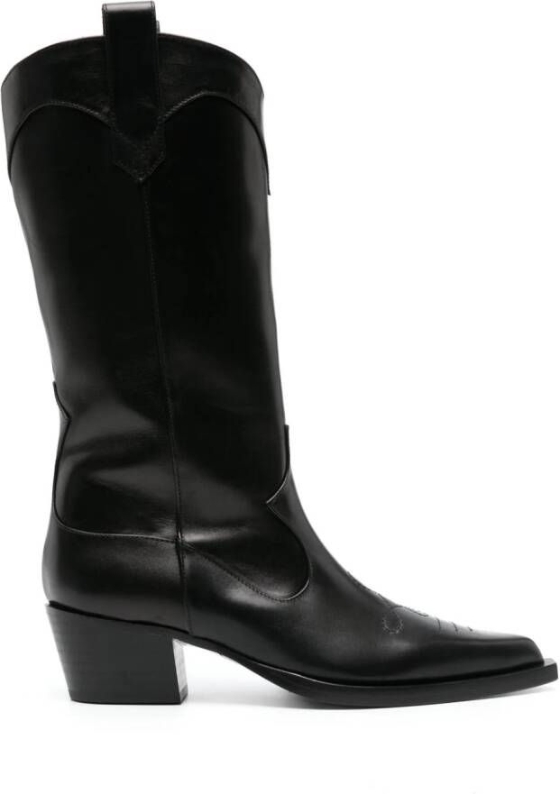 Scarosso Dolly 50mm leather boots Black