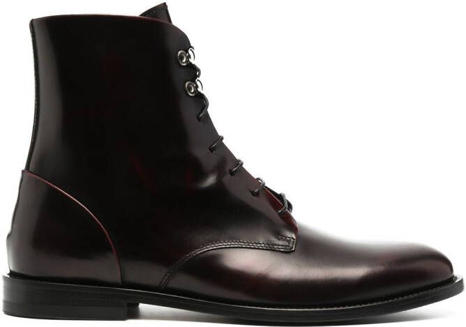 Scarosso Eva lace-up leather boots Red