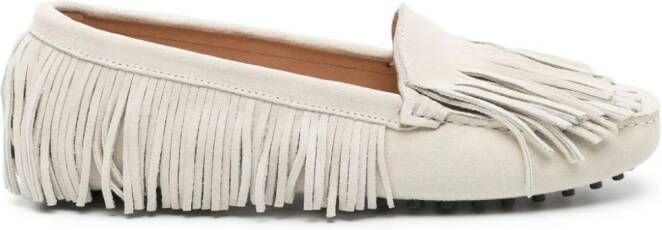 Scarosso fringed suede loafers Neutrals