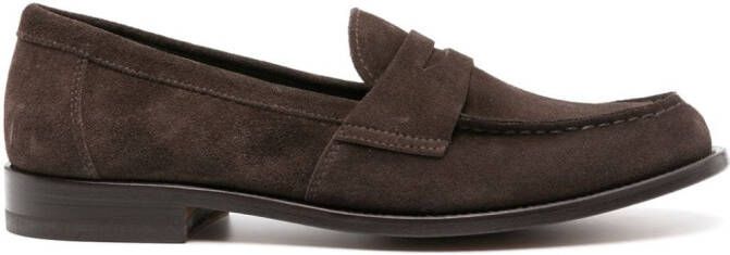 Scarosso Harper suede penny loafers Brown