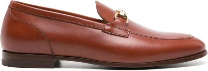 Scarosso horsebit-detail leather loafers Brown