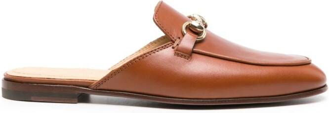 Scarosso horsebit-detail leather mules Brown