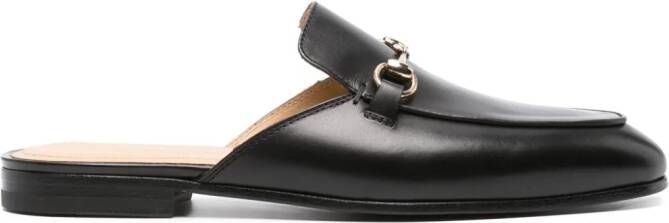 Scarosso horsebit-detail leather slippers Black